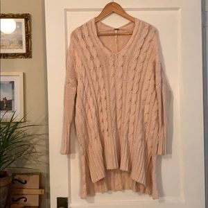 FP Oversize pink cable knit sweater